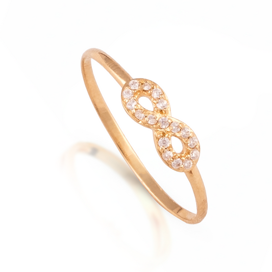Anel Infinito Cravejado Ouro 18k