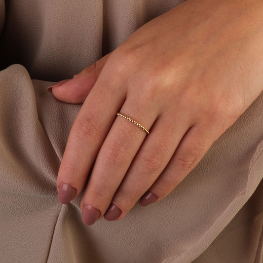 Anel Bolinhas Ouro 18k