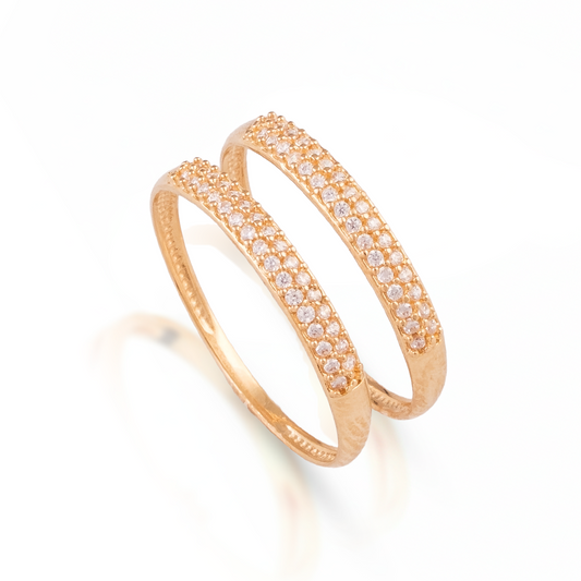 Par de Aparadores de Ouro 18k Cravejado Duplo