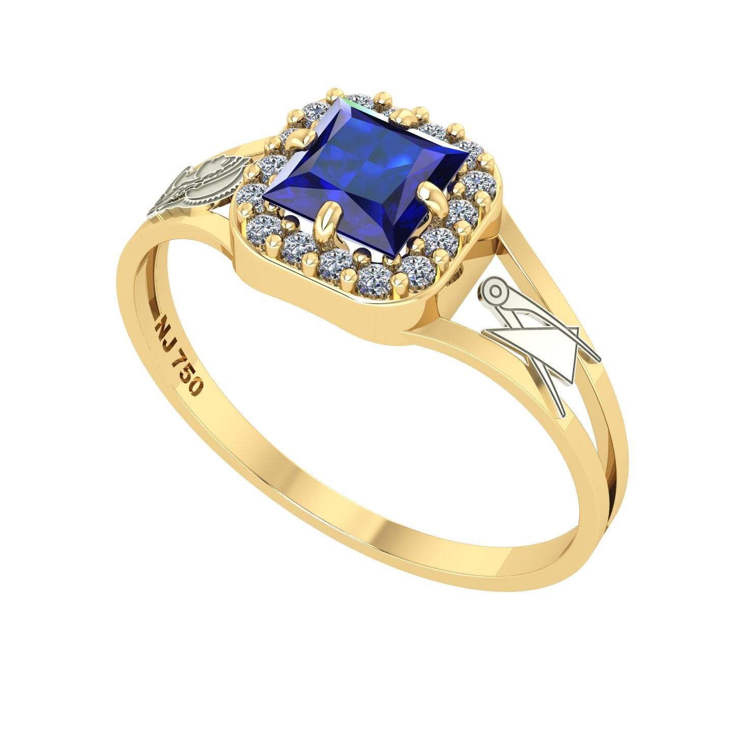 Anel de Formatura de Engenharia de Produção Big Square Ouro 18k