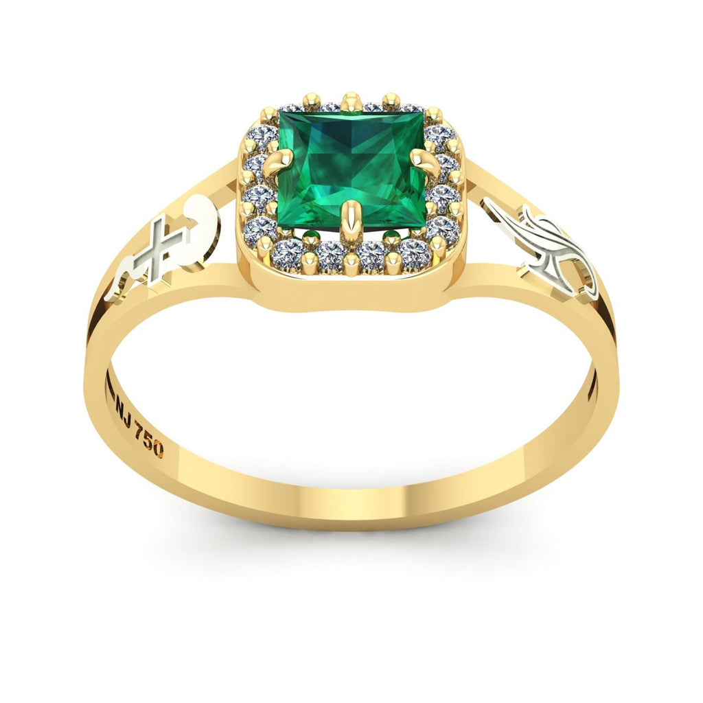 Anel de Formatura de Enfermagem Big Square Ouro 18k
