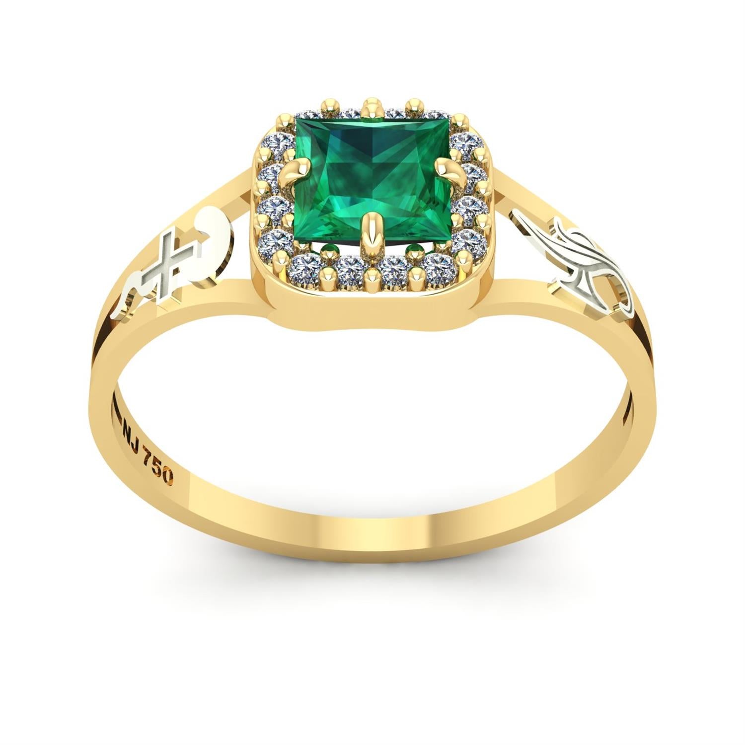 Anel de Formatura de Enfermagem Big Square Ouro 18k
