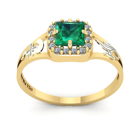 Anel de Formatura de Enfermagem Big Square Ouro 18k