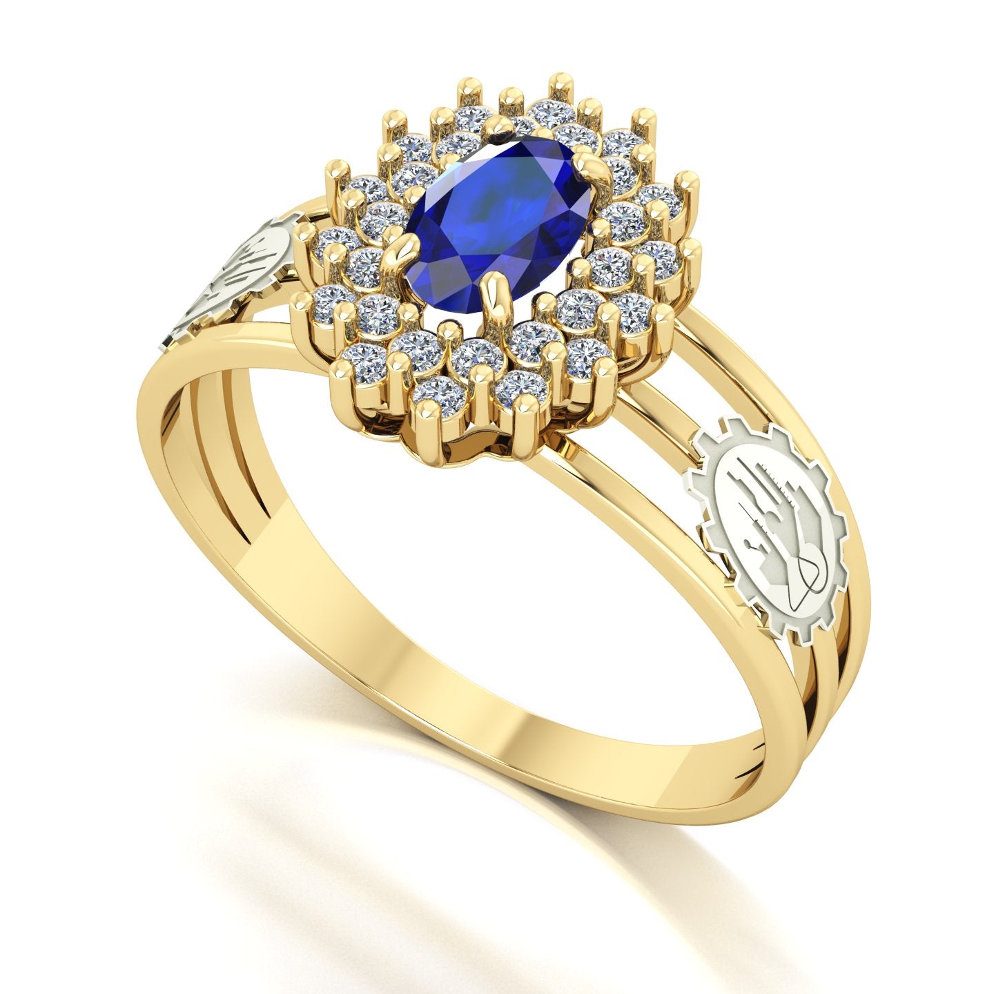 Anel de Formatura de Engenharia Química Bright Ouro 18k
