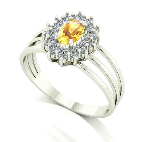 Anel Bright Citrino e Diamantes Ouro 18k