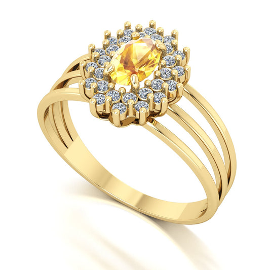 Anel Bright Citrino e Diamantes Ouro 18k