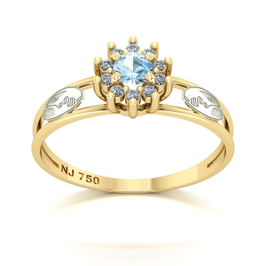 Anel de Formatura de Biologia Crown Ouro 18k