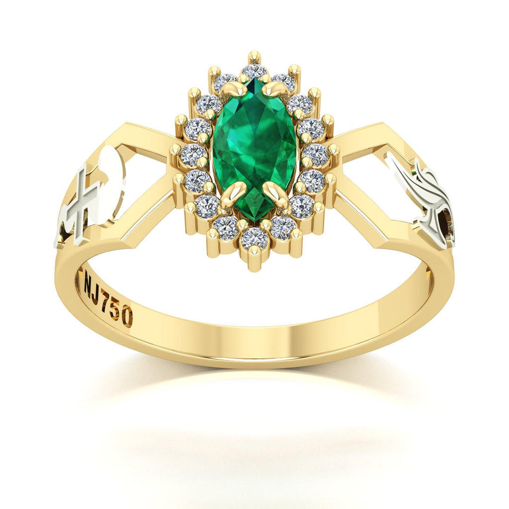 Anel de Formatura de Enfermagem Lovely V Ouro 18k