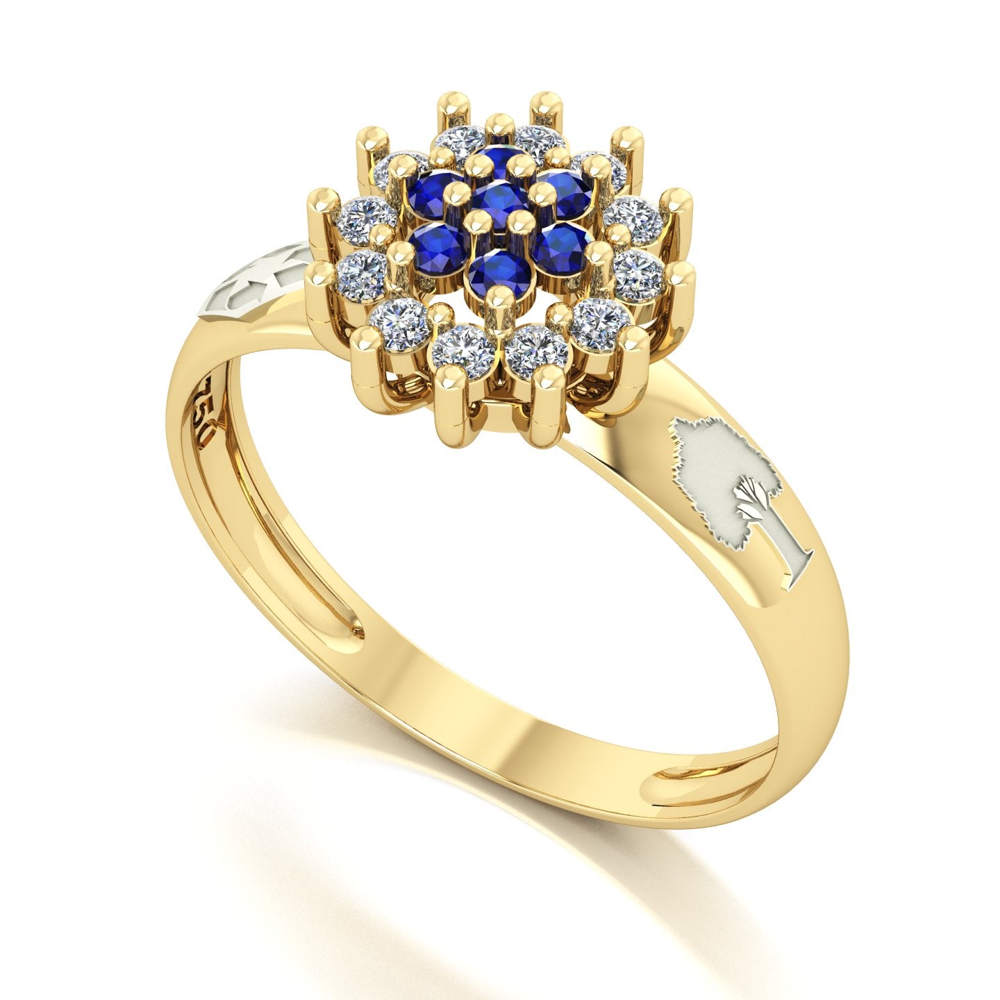 Anel de Formatura de Engenharia Ambiental Flower Ouro 18k