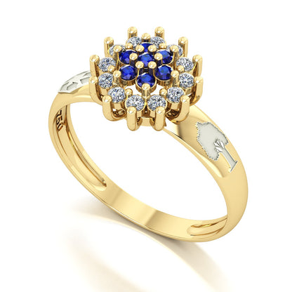 Anel de Formatura de Engenharia Ambiental Flower Ouro 18k