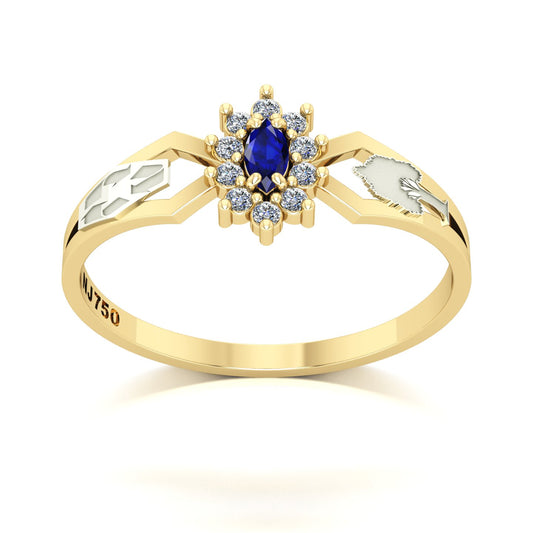 Anel de Formatura de Engenharia Ambiental Lovely Ouro 18k