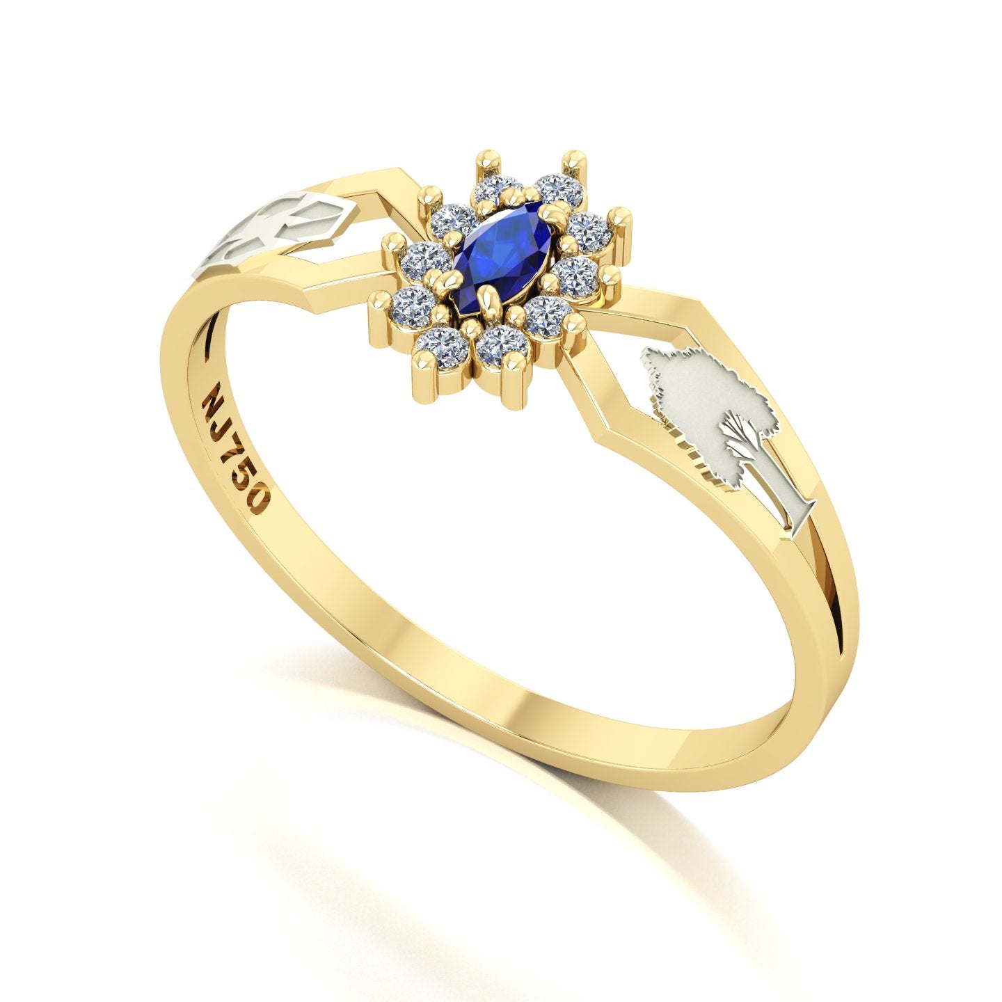 Anel de Formatura de Engenharia Ambiental Lovely Ouro 18k