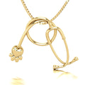 Pingente de Estetoscópio com Patinha Ouro 18k