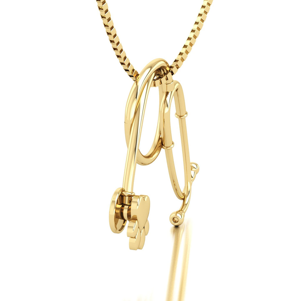 Pingente de Estetoscópio com Patinha Ouro 18k