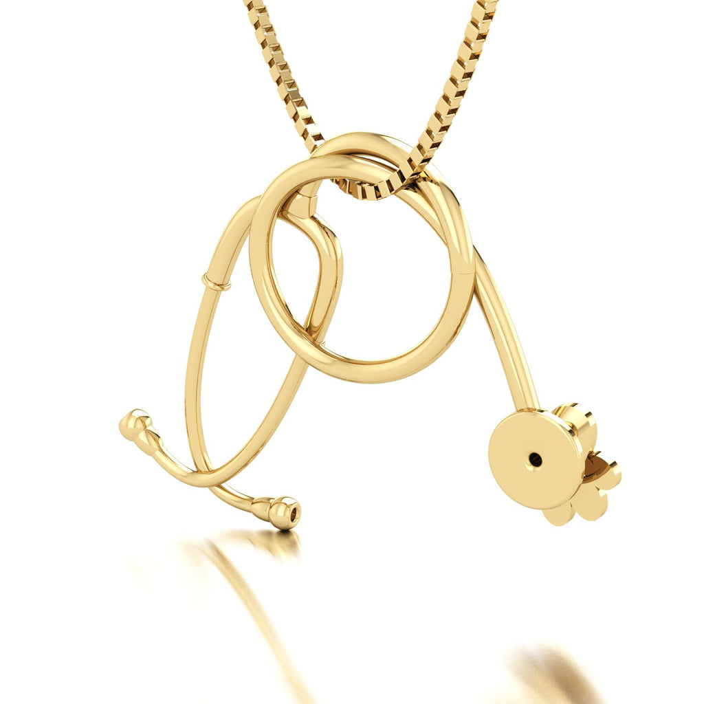 Pingente de Estetoscópio com Patinha Ouro 18k