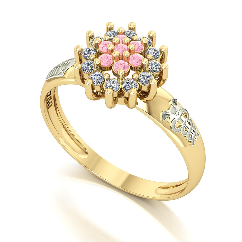 Anel de Formatura de Ciências Contábeis Flower Ouro 18k
