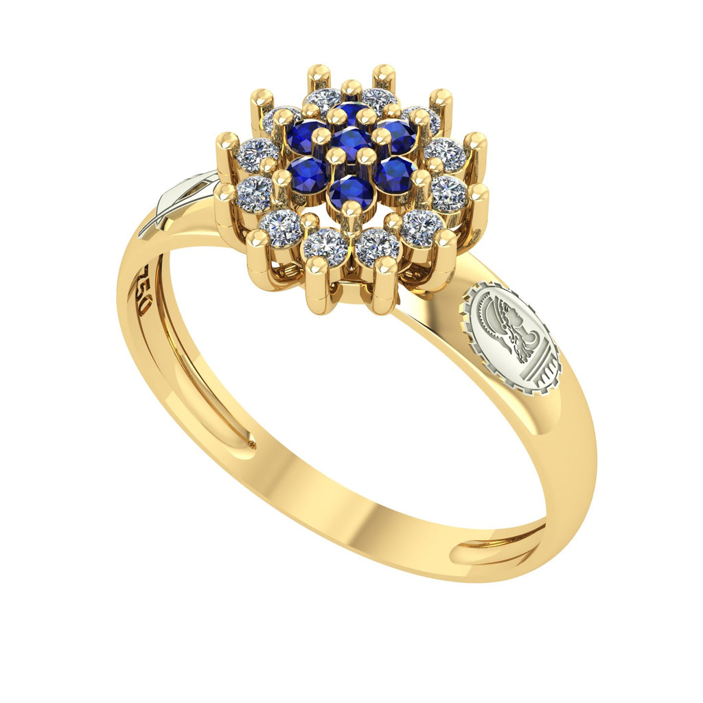 Anel de Formatura de Engenharia Civil Flower Ouro 18k