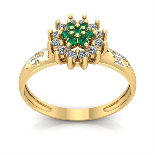 Anel de Formatura de Enfermagem Flower Ouro 18k
