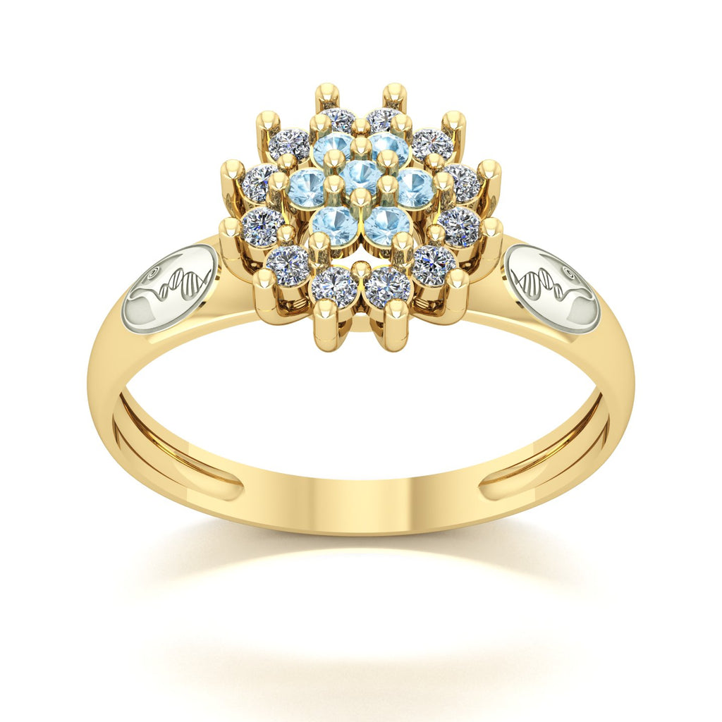 Anel de Formatura de Biologia Flower Ouro 18k