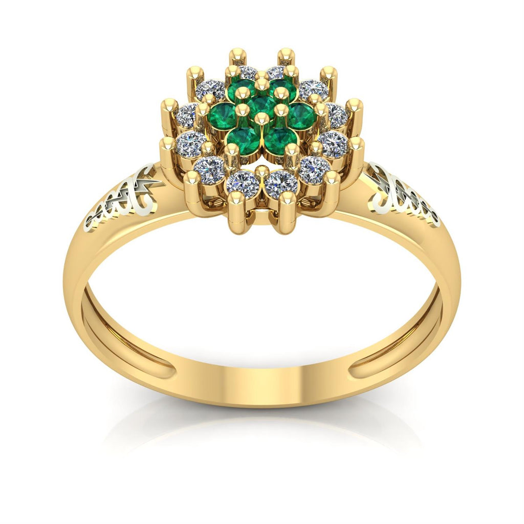 Anel de Formatura de Fisioterapia Flower Ouro 18k