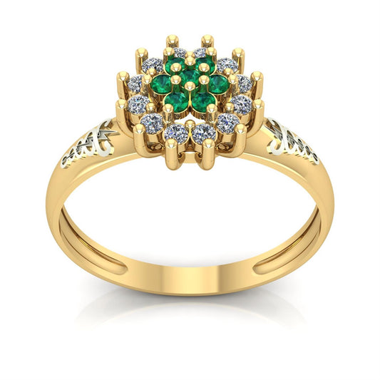 Anel de Formatura de Fisioterapia Flower Ouro 18k