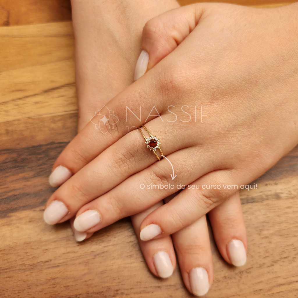 Anel de Formatura Odontologia Crown Ouro 18k