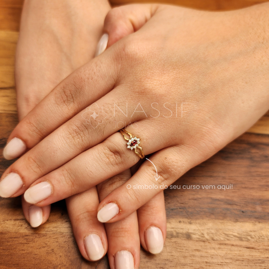 Anel de Formatura de Odontologia Lovely Ouro 18k