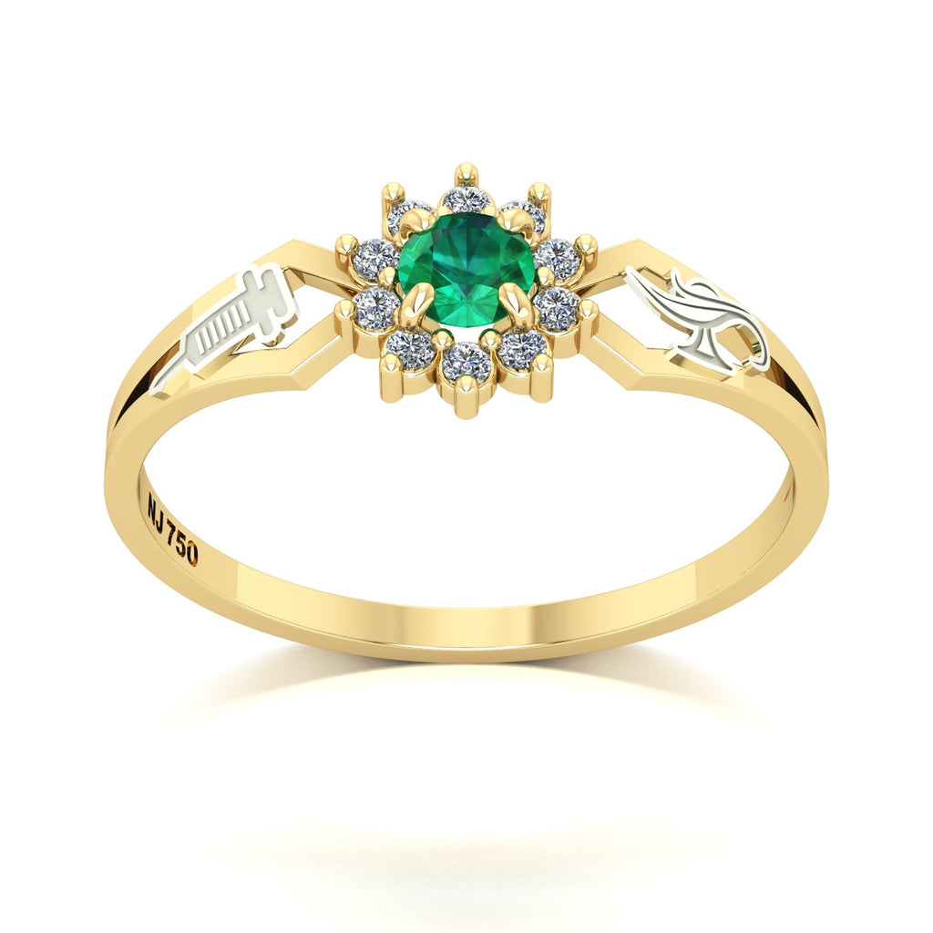 Anel de Formatura de Técnico em Enfermagem Lovely II Ouro 18k