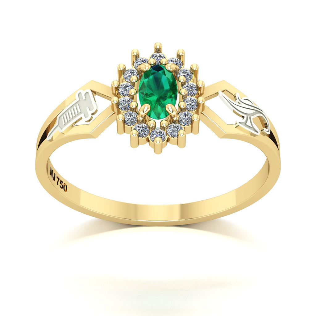 Anel de Formatura de Técnico em Enfermagem Lovely IV Ouro 18k