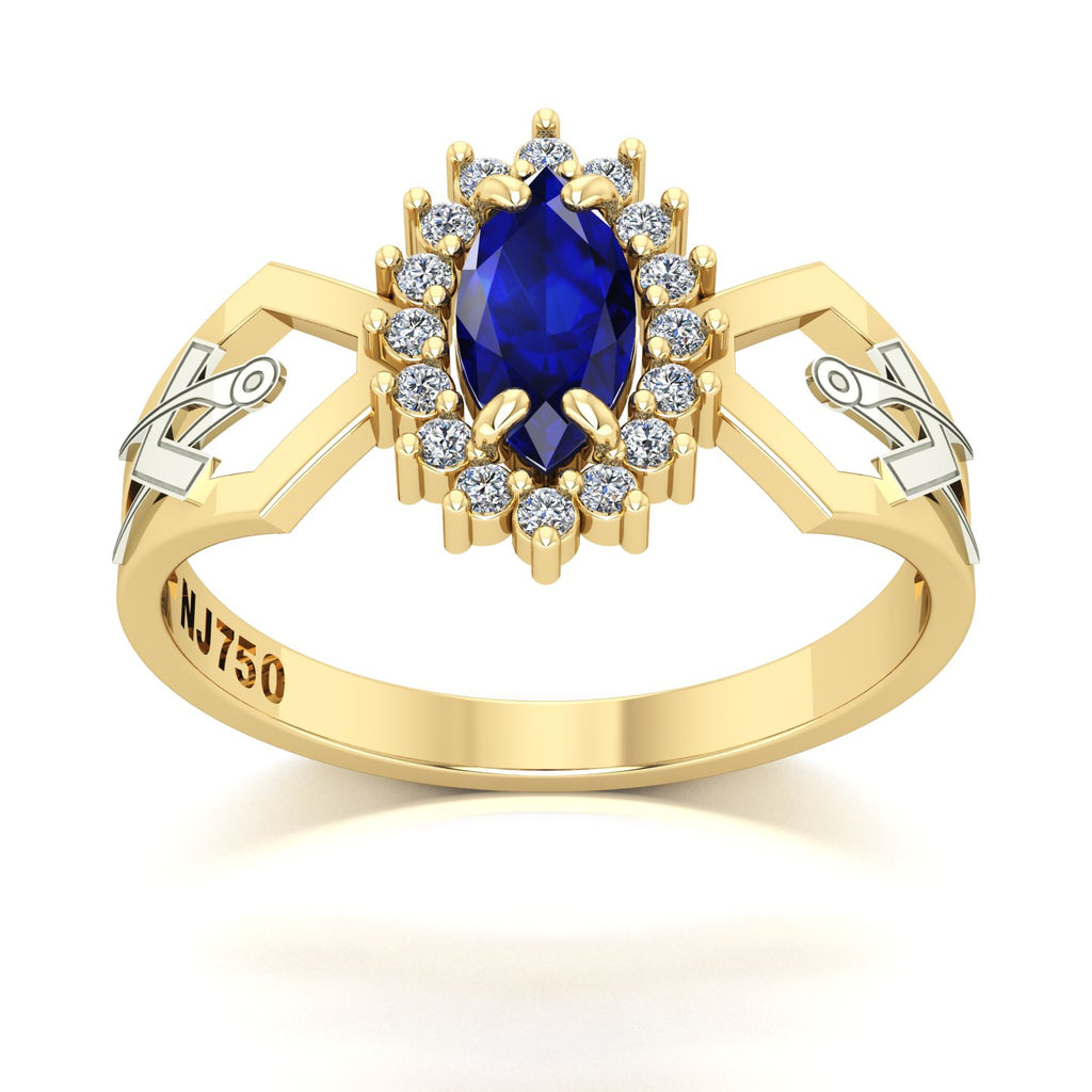 Anel de Formatura de Arquitetura Lovely V Ouro 18k