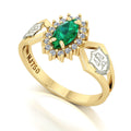 Anel de Formatura de Nutrição Lovely V Ouro 18k