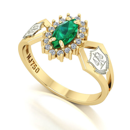 Anel de Formatura de Nutrição Lovely V Ouro 18k