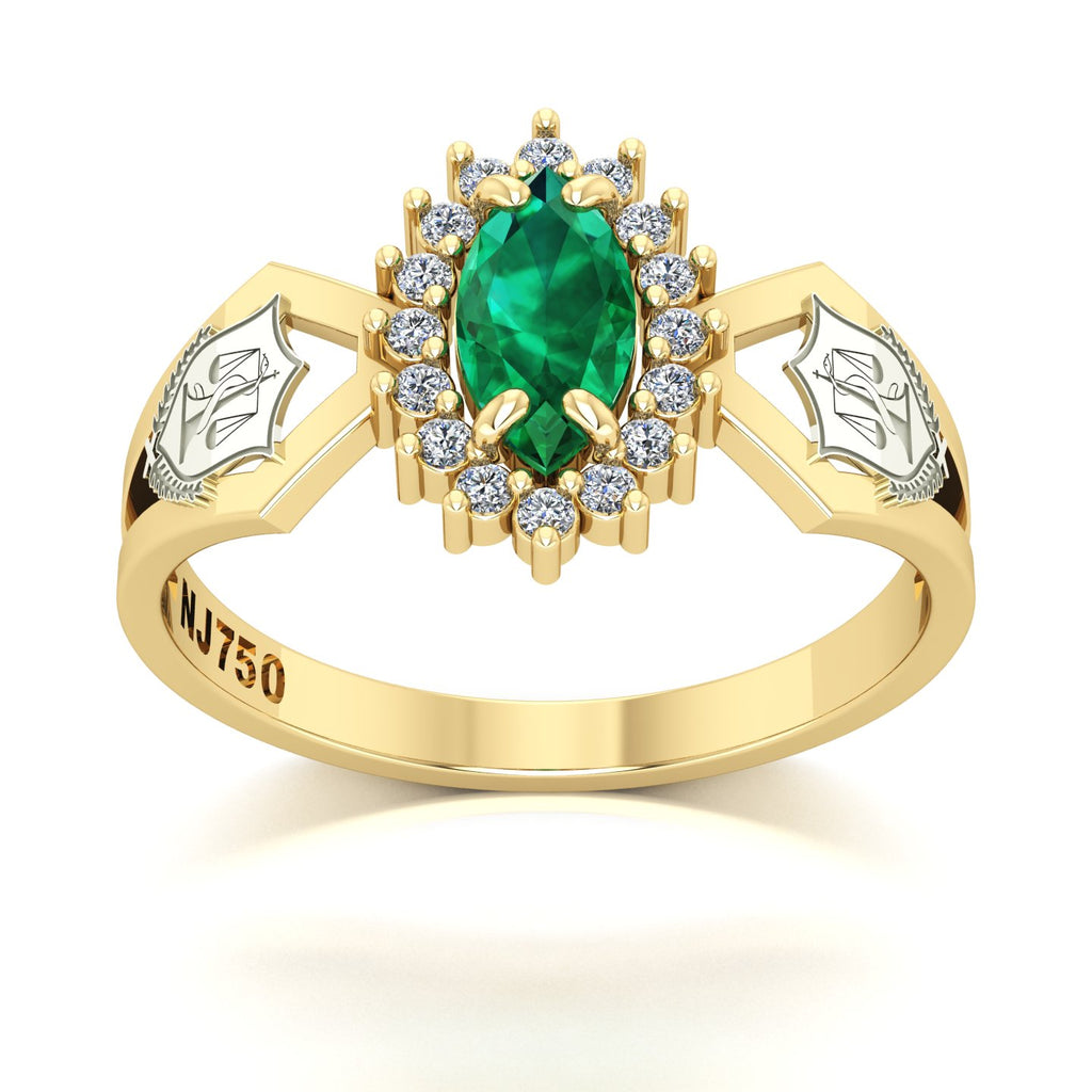 Anel de Formatura de Nutrição Lovely V Ouro 18k