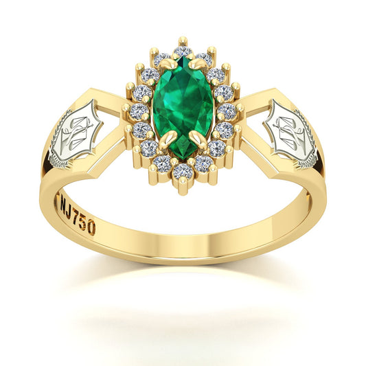 Anel de Formatura de Nutrição Lovely V Ouro 18k