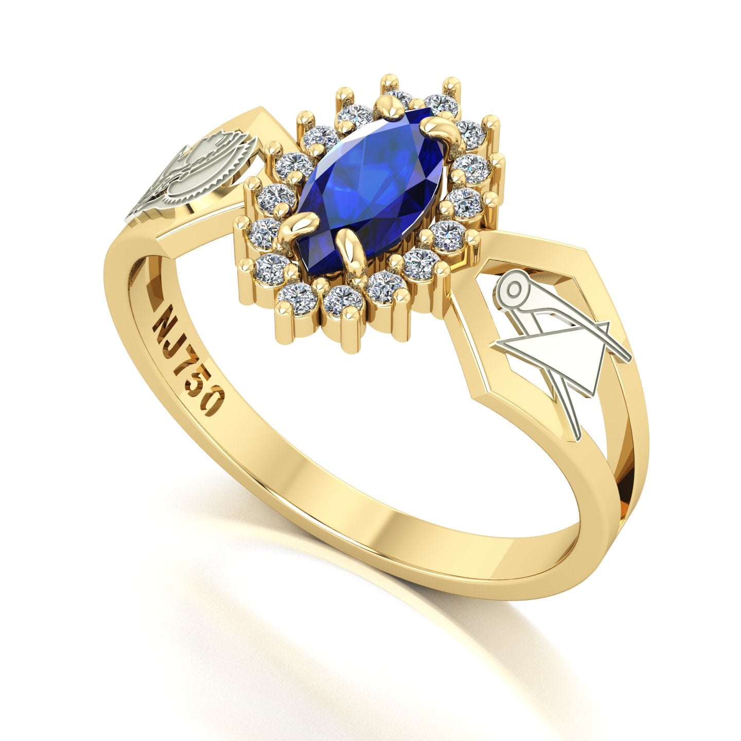 Anel de Formatura de Engenharia de Produção Lovely V Ouro 18k