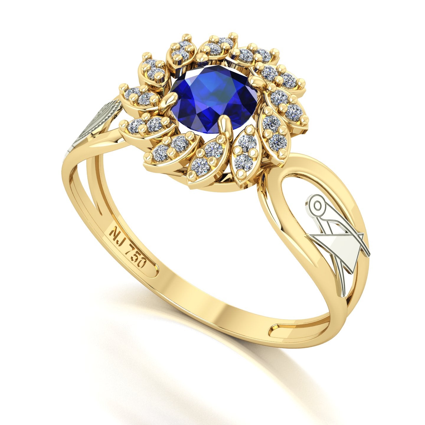 Anel de Formatura de Engenharia de Produção Magnus Flos II Ouro 18k
