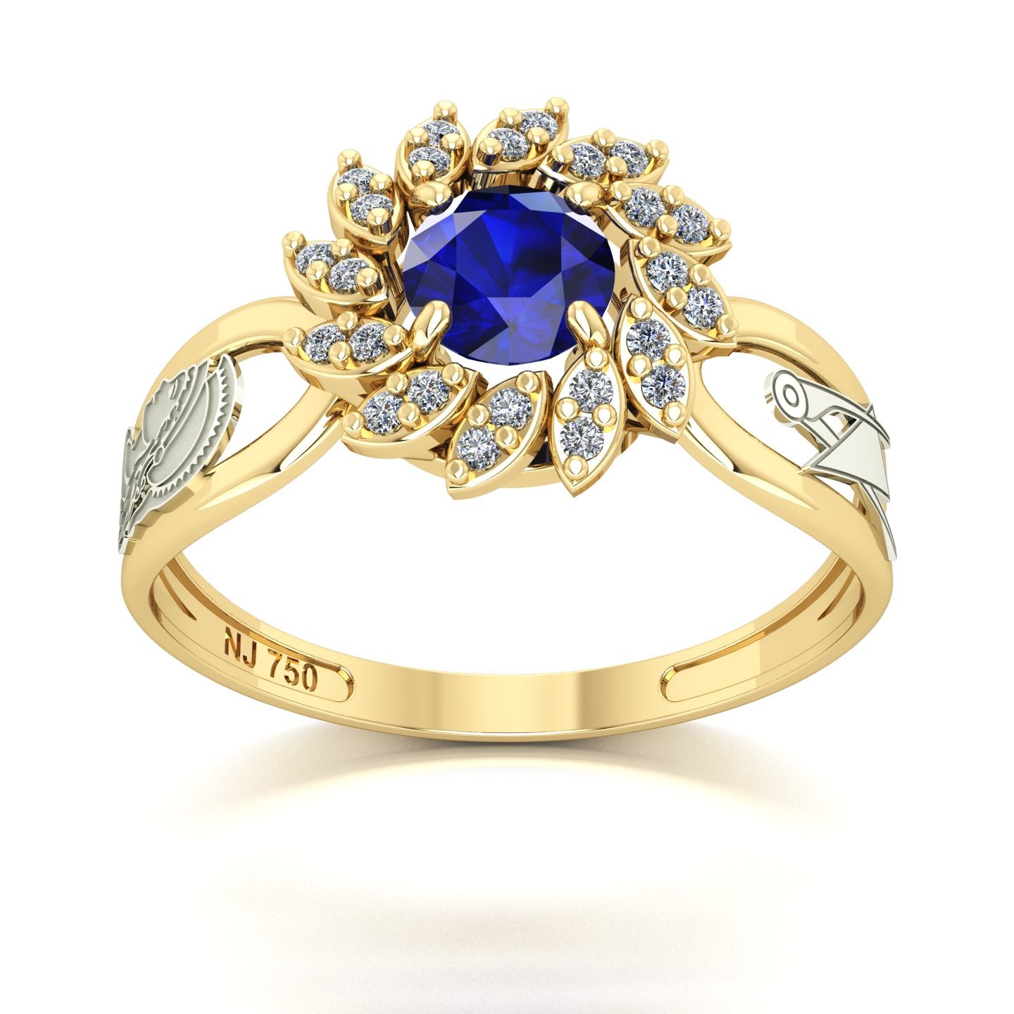Anel de Formatura de Engenharia de Produção Magnus Flos II Ouro 18k