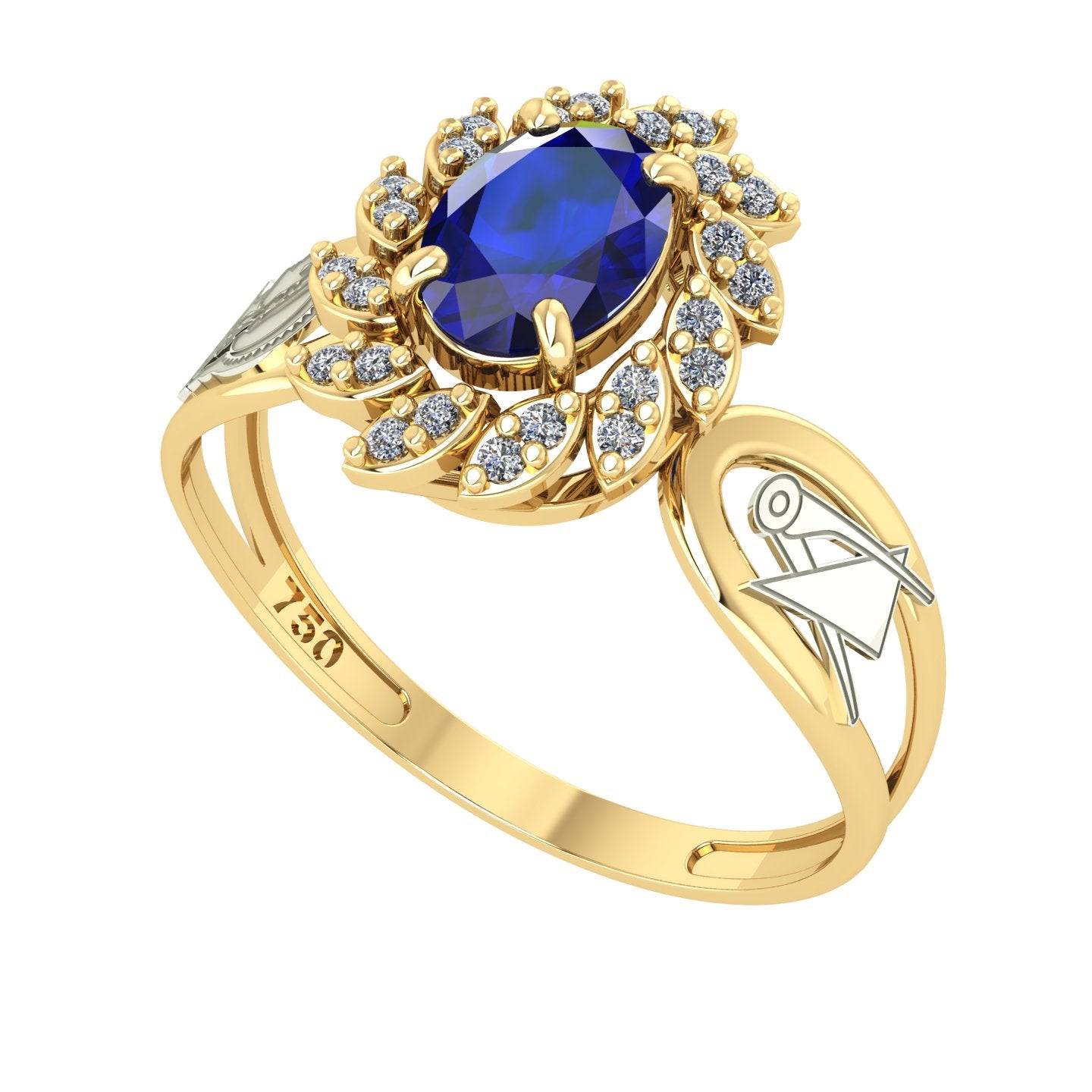 Anel de Formatura de Engenharia de Produção Magnus Flos Ouro 18k