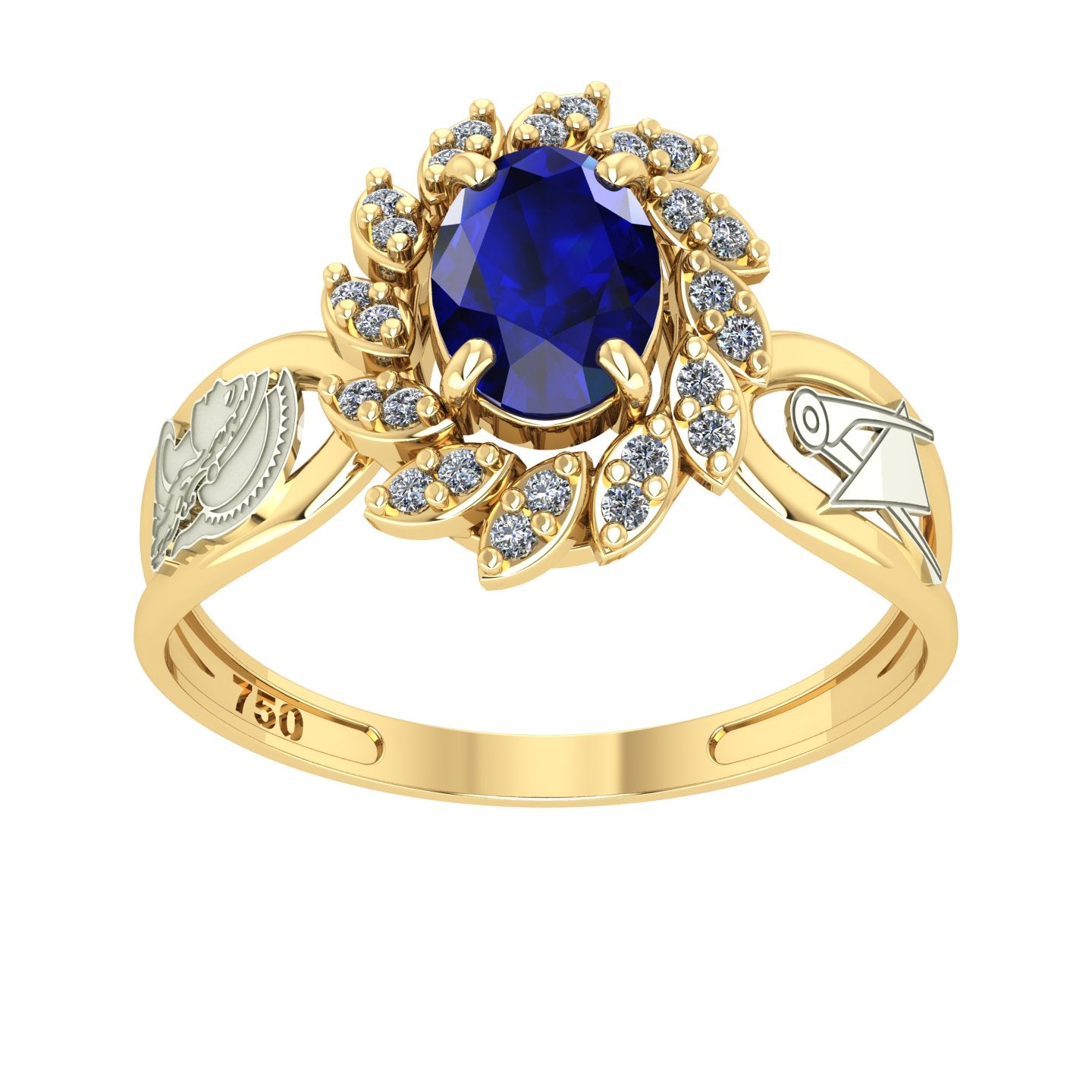 Anel de Formatura de Engenharia de Produção Magnus Flos Ouro 18k