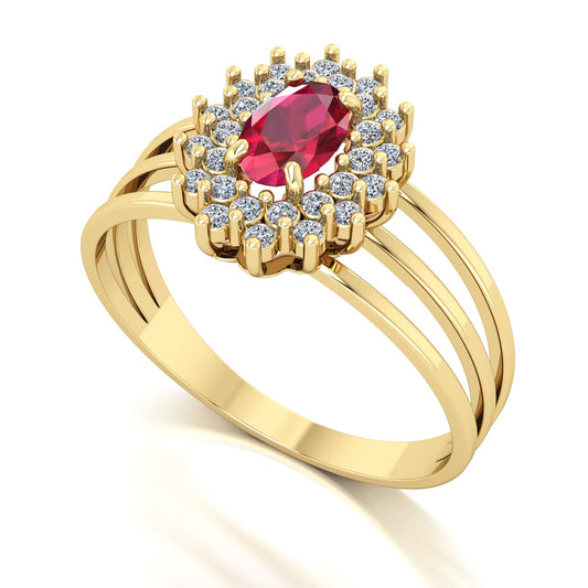 Anel Bright Rubi e Diamantes Ouro 18k