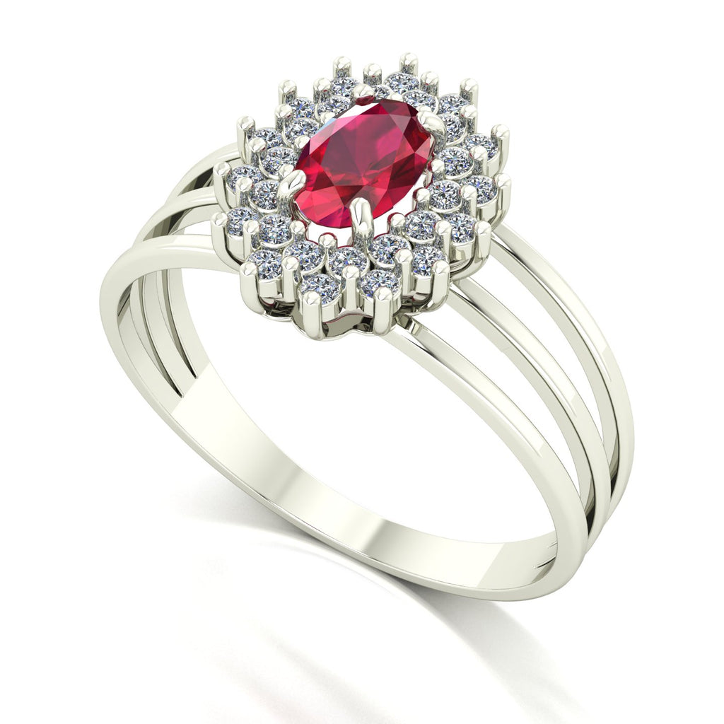 Anel Bright Rubi e Diamantes Ouro 18k