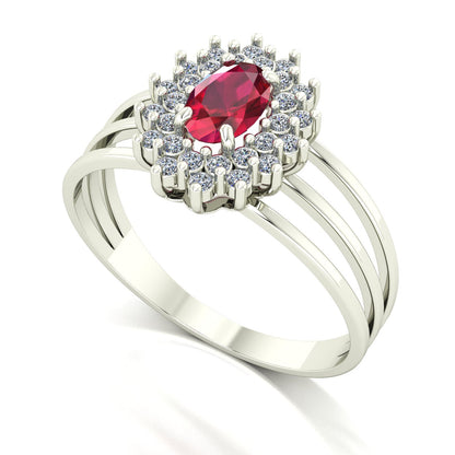 Anel Bright Rubi e Diamantes Ouro 18k