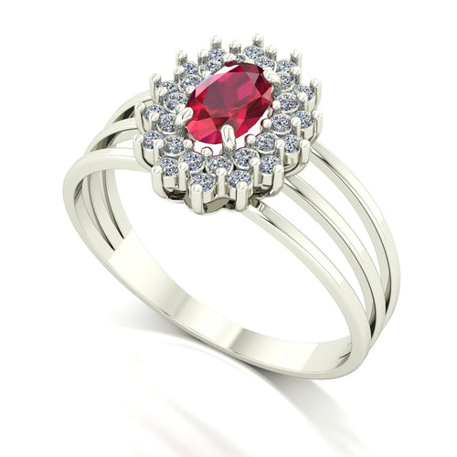 Anel Bright Rubi e Diamantes Ouro 18k