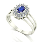 Anel Bright Safira e Diamantes Naturais Ouro 18