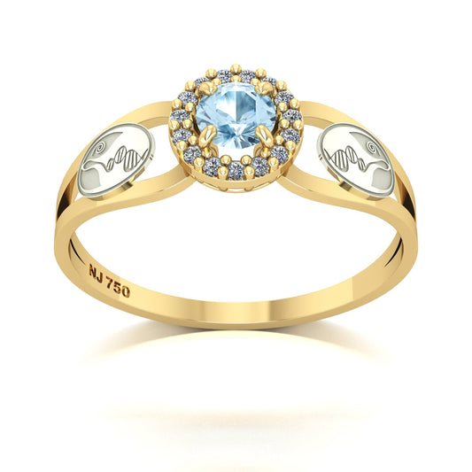 Anel de Formatura de Biologia Shiny Ouro 18k
