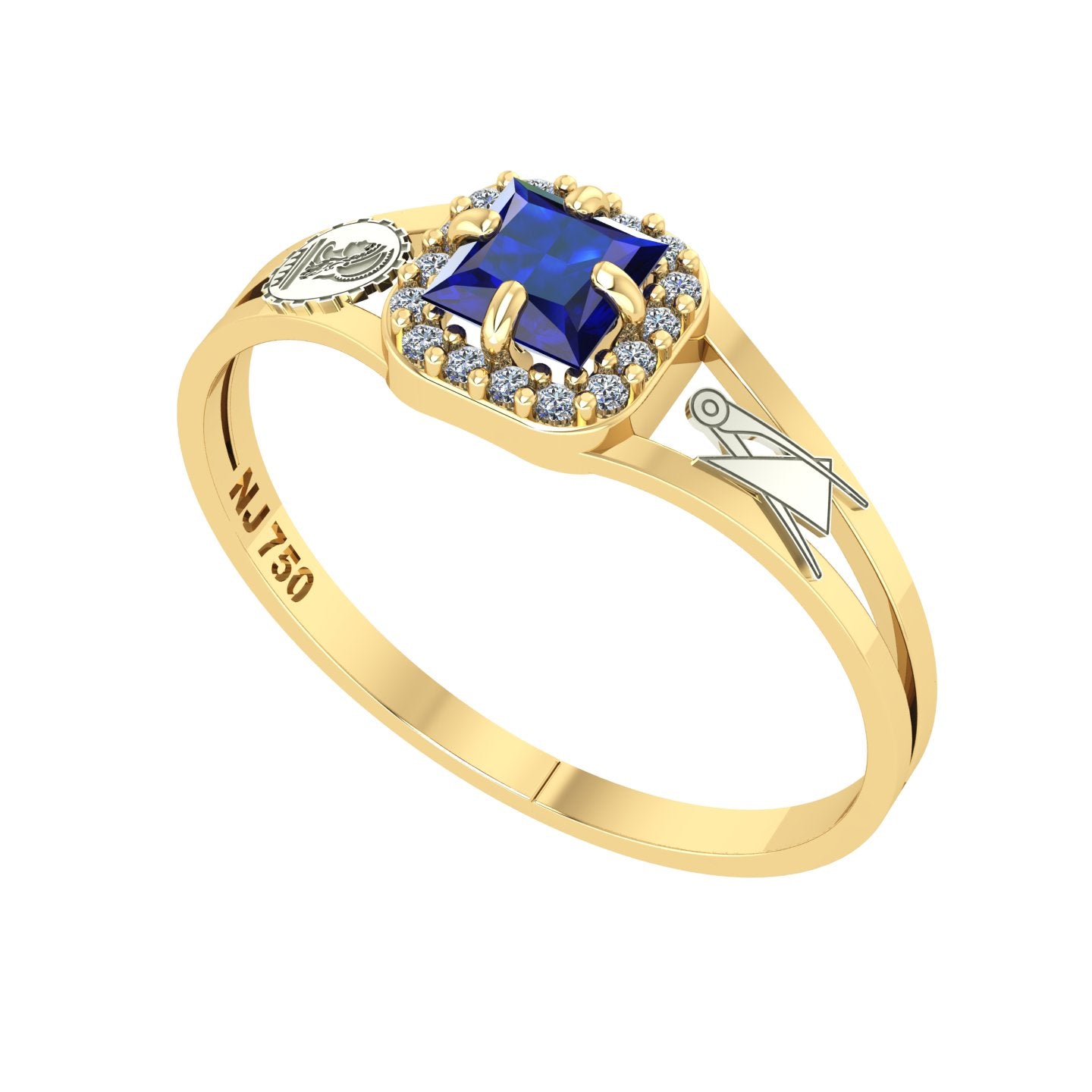 Anel de Formatura de Engenharia Civil Small Square Ouro 18k