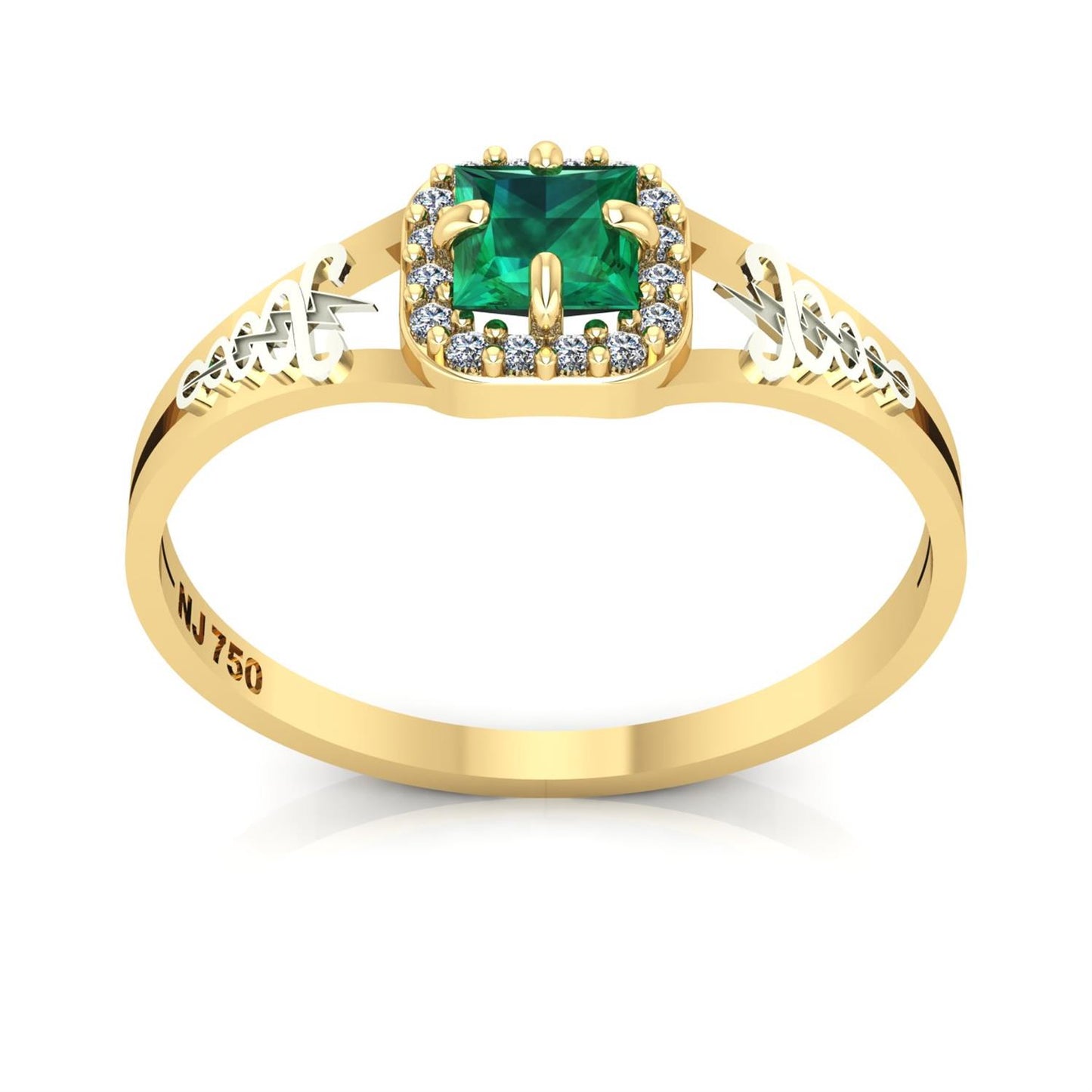 Anel de Formatura de Fisioterapia Small Square Ouro 18k