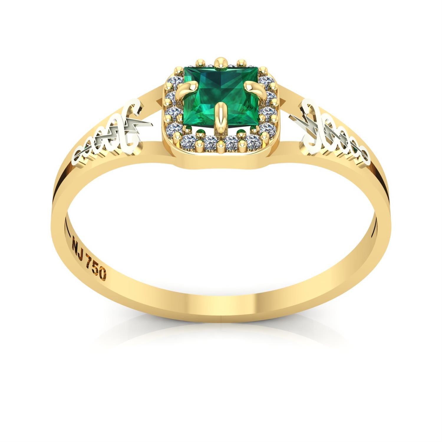 Anel de Formatura de Fisioterapia Small Square Ouro 18k