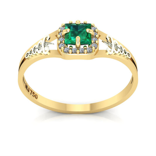 Anel de Formatura de Fisioterapia Small Square Ouro 18k