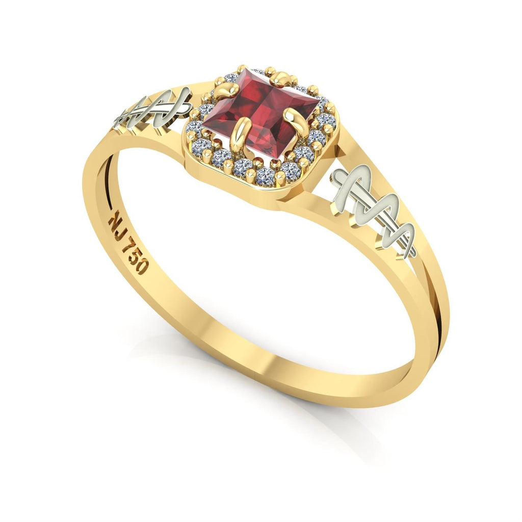 Anel de Formatura de Odontologia Small Square Ouro 18k